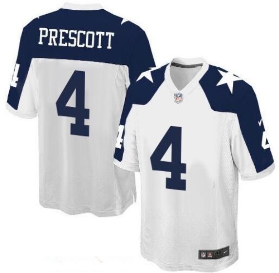 Men Dallas Cowboys #4 Dak Prescott White Thanksgiving Stitched NFL Nike Game Jersey
